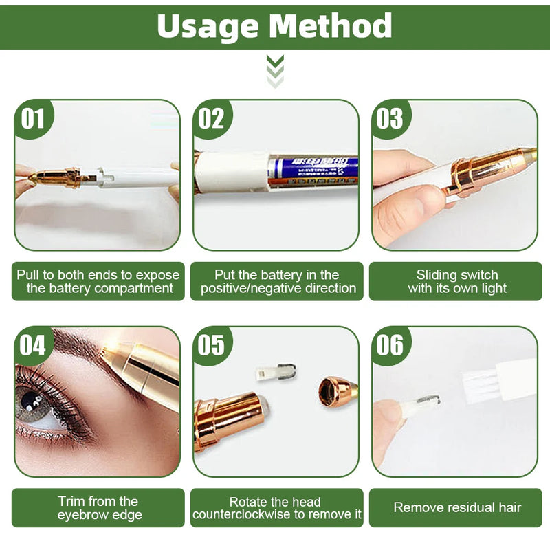 Mini Eyebrow Trimmer Multifunctional Hair Removal Safety Portable Electric Battery Electric Trimmer Automatic Trimmer for Facia