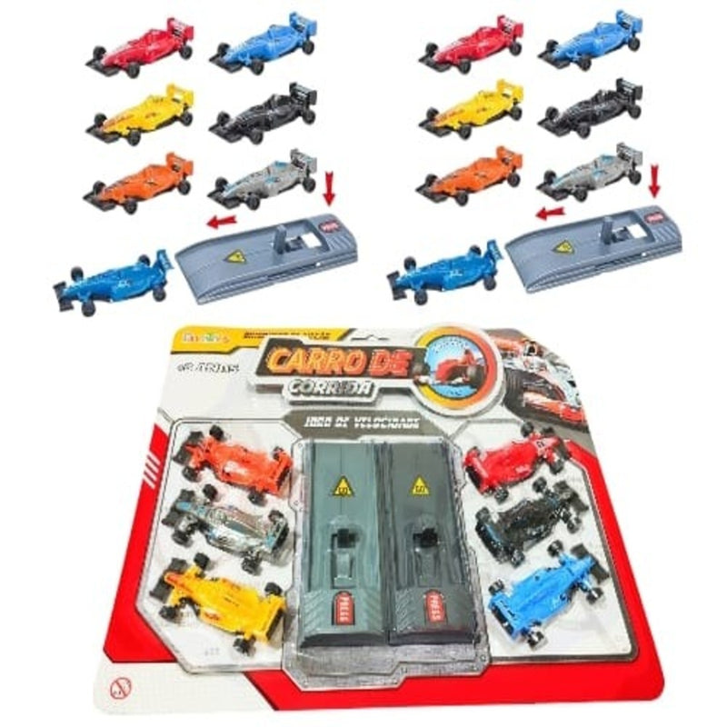 Kit 6 Mini Carrinhos De Formula 1 Com 2 Pistas