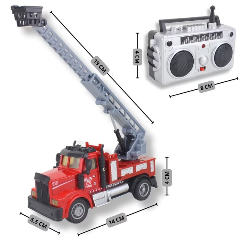 Caminhão de Controle Remoto Fire Truck Bombeiro 1:64 Com Luz Brinquedo