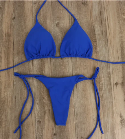 Conjunto de biquíni sexy para mulheres, maiô de duas partes, sutiã, gravata, lado, corda, tanga, roupas de praia, verão