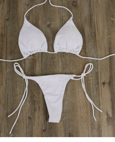 Conjunto de biquíni sexy para mulheres, maiô de duas partes, sutiã, gravata, lado, corda, tanga, roupas de praia, verão